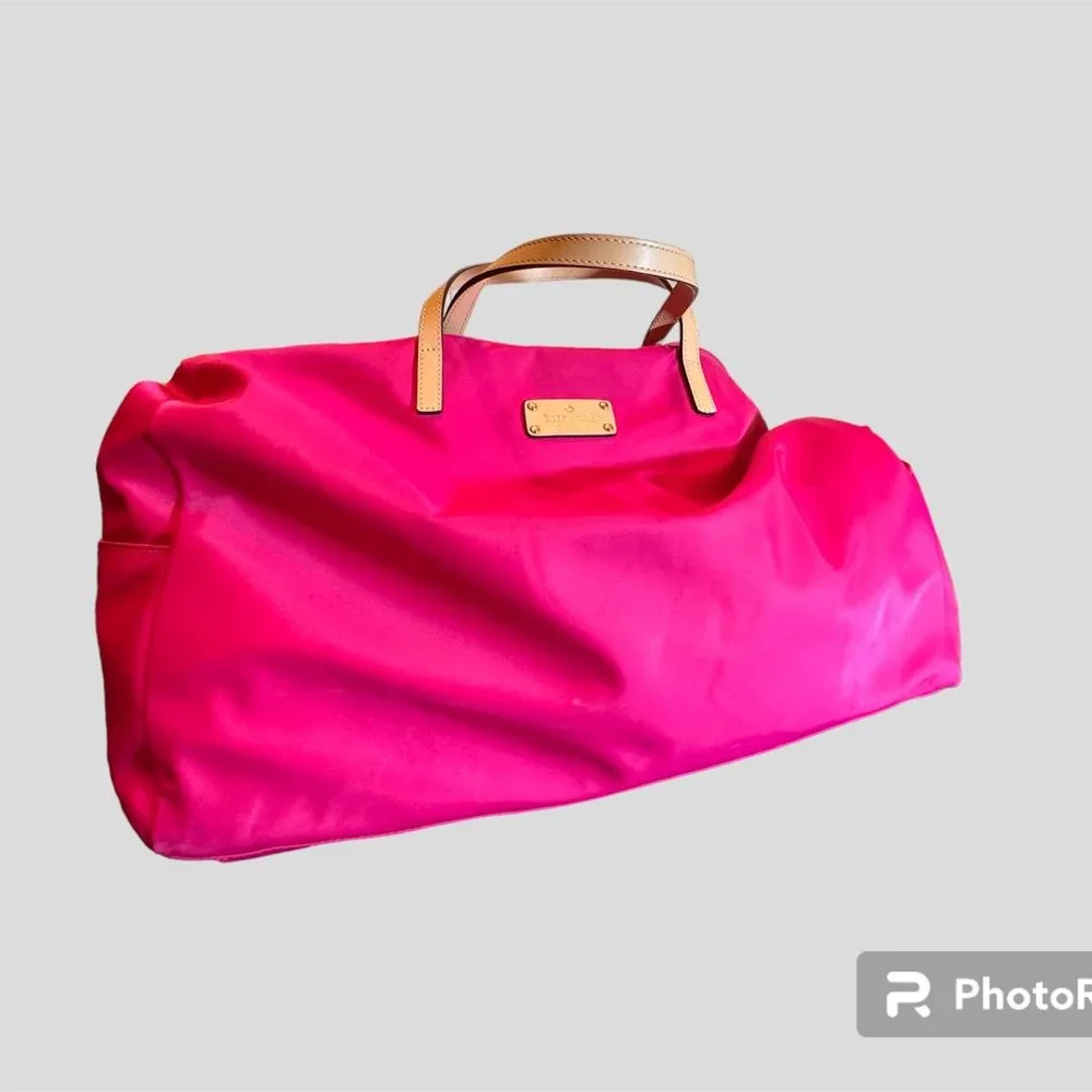 Kate spade  New York pinknylon  tote with leather straps and crossbody strap